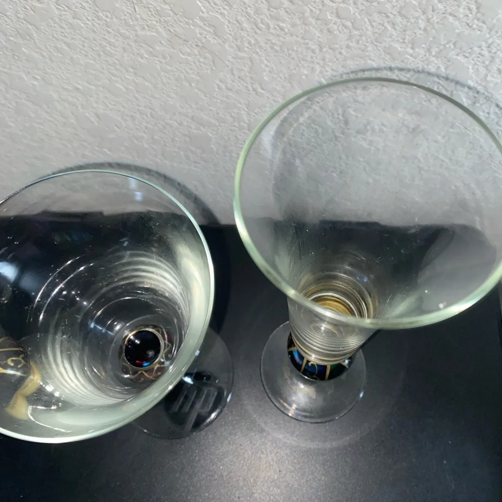 3 VTG Carnival Jeweled Dichroic Carnival MCM Champagne Flutes Multicolor Glasses